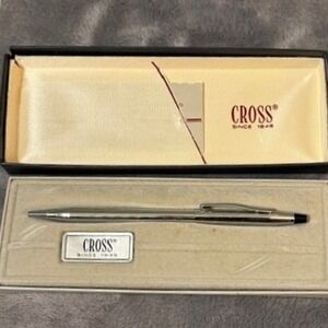 Vintage Cross Century Chrome Ballpoint Pen with Original Box and Papers USA
